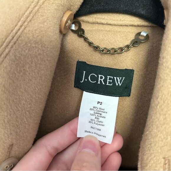 J. Crew Wool Cashmere Double Breasted Car Coat Mandarin Collar Tan Size 2 Petite - Picture 6 of 16